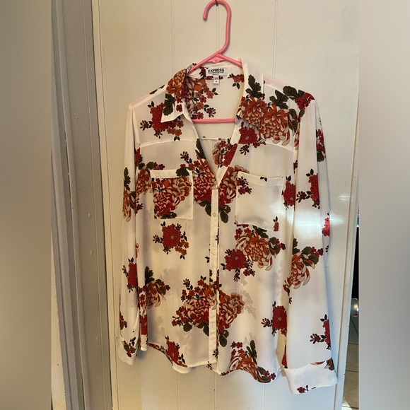 Express Portofino floral work top - button up blouse - size large - size L - Picture 1 of 3